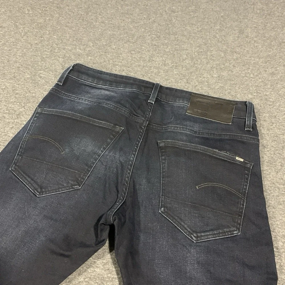 G-STAR Raw 3301 Slim Jeans Mens 32x30 Dark Wash Stretch Faded